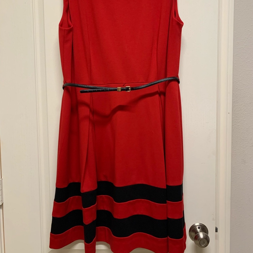 Calvin Klein A-line belt dress